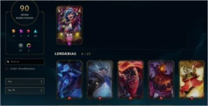 Conta LoL top 90 Skins - League of Legends