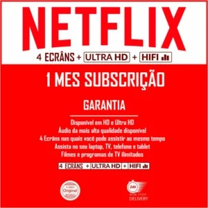 Conta Netflix : 4 telas / 4K UltraHD / 1 mês / pessoal - Premium
