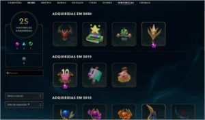 Conta lvl 315, 152 campeões, 139 skins(3 vitoriosas)