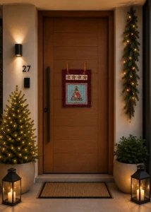 Panô de Porta em Patchwork de Natal - Artesanato e Personalizados