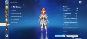 Conta genshin impact ar 5 com personagem 5 estresse nilou