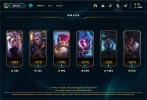 Conta prata 4 com 25 Champs e 4 Skins + 2 Fragmentos de skin - League of Legends LOL