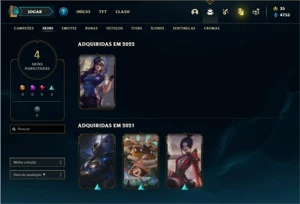 Conta prata 4 com 25 Champs e 4 Skins + 2 Fragmentos de skin - League of Legends LOL