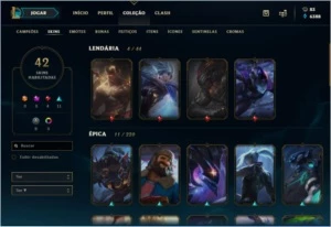 Conta League of Legends Ouro 3,  42 skins 320 reais LOL