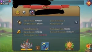 Conta t4 200m de poder 4.6m tropas e tomos(vide descrição) - Lords Mobile
