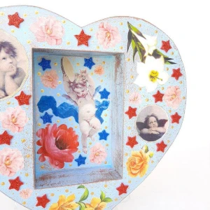 Relicário Coração com Anjo - Artesanato e Personalizados