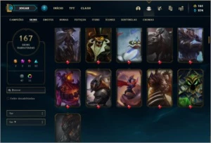 Conta platina 3 com 166 skins e TODOS os champs - League of Legends LOL