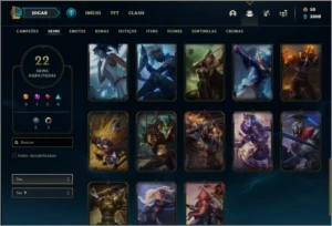 Conta platina 4 barata com 22 skins e 56 champs - League of Legends LOL