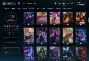 Ouro 1 com TODOS os Champs e 110 Skins ( JG / MID ) - League of Legends LOL