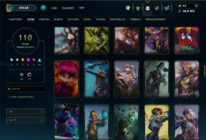 Ouro 1 com TODOS os Champs e 110 Skins ( JG / MID ) - League of Legends LOL