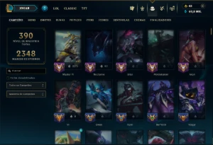 Ouro 1 com TODOS os Champs e 110 Skins ( JG / MID ) - League of Legends LOL