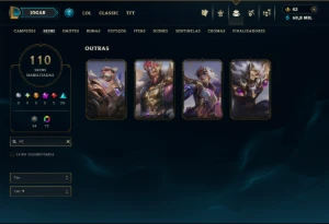 Ouro 1 com TODOS os Champs e 110 Skins ( JG / MID ) - League of Legends LOL