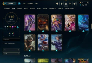 Ouro 1 com TODOS os Champs e 110 Skins ( JG / MID ) - League of Legends LOL