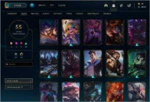 CONTA GOLD 1 55 SKINS 10 CROMAS 72 CAMPEÕES - League of Legends LOL