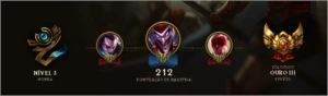 V>Conta ouro3 na md3, mmr ótimo,  68 Champions 15 skins - League of Legends LOL
