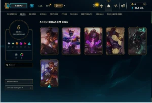 Conta mestre ótima para smurf 74% WR com diversas skins - League of Legends LOL