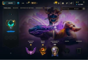Conta mestre ótima para smurf 74% WR com diversas skins - League of Legends LOL