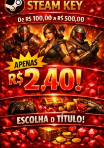 🎮🧨 Steam Key R$ 100,00-R$ 500,00 por R$2,40 COM ESCOLHA!
