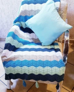 Manta em Crochê Zigzag