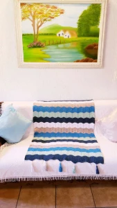Manta em Crochê Zigzag - Artesanato e Personalizados
