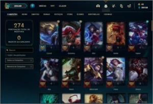 Conta prata 1 com 70 skins e 83 champs + Ryze triunfante - League of Legends LOL