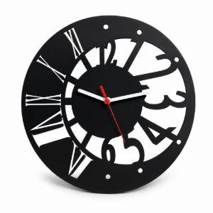 Relógio Vazado em MDF Preto 30 cm - Artesanato e Personalizados