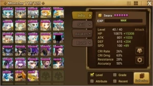 Conta Global 21 nat5 114 6* C2 sem rush - Summoners War