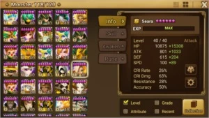 Conta Global 21 nat5 114 6* C2 sem rush - Summoners War