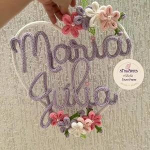 Coração com Nome Composto Personalizado em Tricotin - Artesanato e Personalizados
