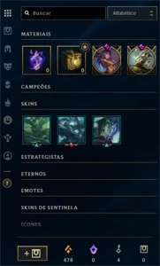 Ouro IV, 91 Campeões, 32 Skins, 3 Lendárias e 13 Épicas - League of Legends LOL
