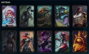 Ouro IV, 91 Campeões, 32 Skins, 3 Lendárias e 13 Épicas - League of Legends LOL