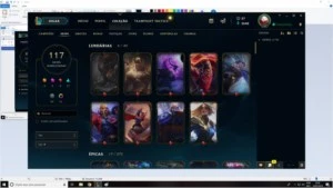 Conta Platina 4 117 skins Faltam 2 champs pra ficar full - League of Legends LOL