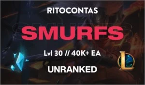 CONTAS SMURF/UNRANKED NV. 30 LEAGUE OF LEGENDS LOL