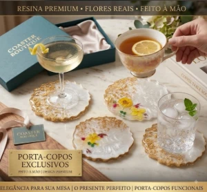 Kit 4 porta copos em resina - Artesanato e Personalizados