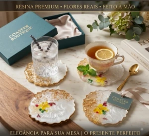 Kit 4 porta copos em resina
