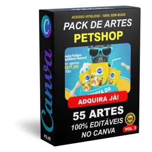 Pack Canva Petshop - 55 Artes Editáveis - Serviços Digitais