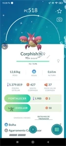 Pokemon Go Shiny Corphish - Troca registrada ou Lvl3 amizade