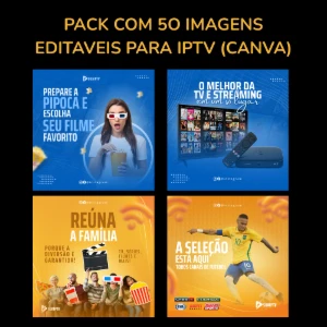 Pack Com 5O Imagens Editaveis Para Iptv (Canva) - Social Media