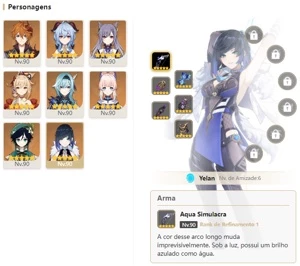 CONTA GENSHIN AR57 - 9 ARMAS 5⭐ 3 DE ASSINATURA, 11 PERS 5⭐ - Genshin Impact