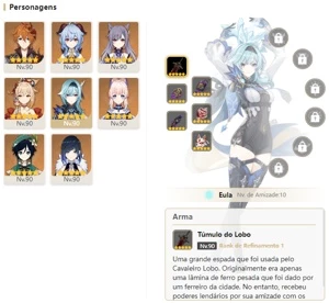 CONTA GENSHIN AR57 - 9 ARMAS 5⭐ 3 DE ASSINATURA, 11 PERS 5⭐ - Genshin Impact