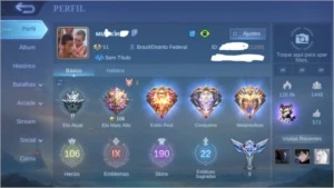 CONTA TOP MOBILE LEGENDS C/ SKIN LEGEND 190 SKINS+106 HEROES