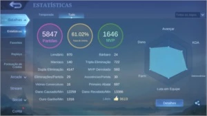 CONTA TOP MOBILE LEGENDS C/ SKIN LEGEND 190 SKINS+106 HEROES
