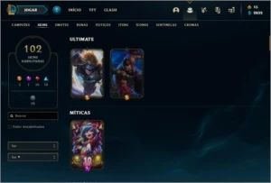 Conta LOL, Platina 3, Todos os campeões, 102 skins - League of Legends