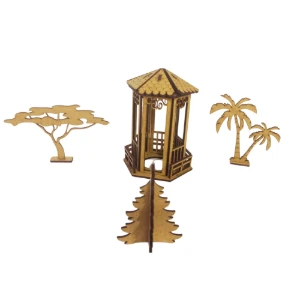 Mini coreto com pinheiro, arvore e coqueiro em mdf,... - Artesanato e Personalizados