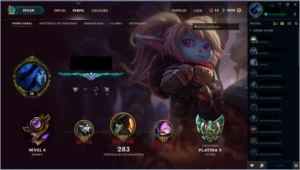 lol, elo PLATINA V. 121 campeões e 25 skins habilitados - League of Legends