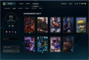 lol, elo PLATINA V. 121 campeões e 25 skins habilitados - League of Legends