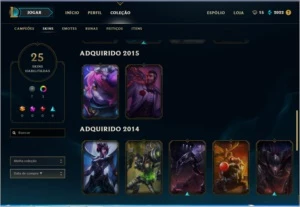 lol, elo PLATINA V. 121 campeões e 25 skins habilitados - League of Legends