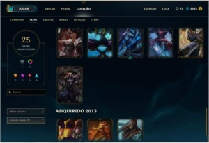 lol, elo PLATINA V. 121 campeões e 25 skins habilitados - League of Legends
