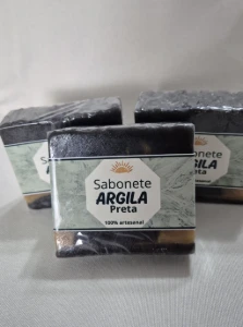 Sabonete Artesanal de Argila Preta - Artesanato e Personalizados