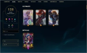 Conta Lol,todos campeões,128 skins, 3 ultimates,10 lendarias - League of Legends